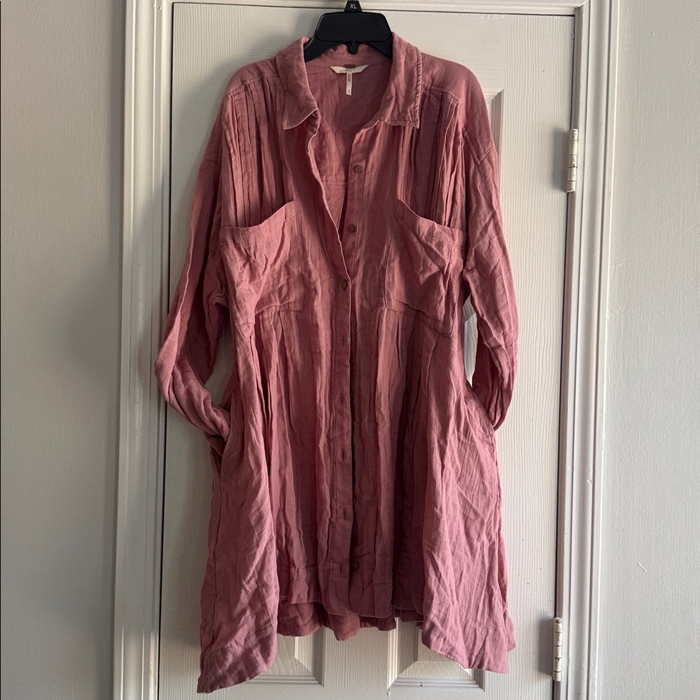 Free People Voyager Shirtdress Button-Front Oversized Dress - Picture 4 of 16